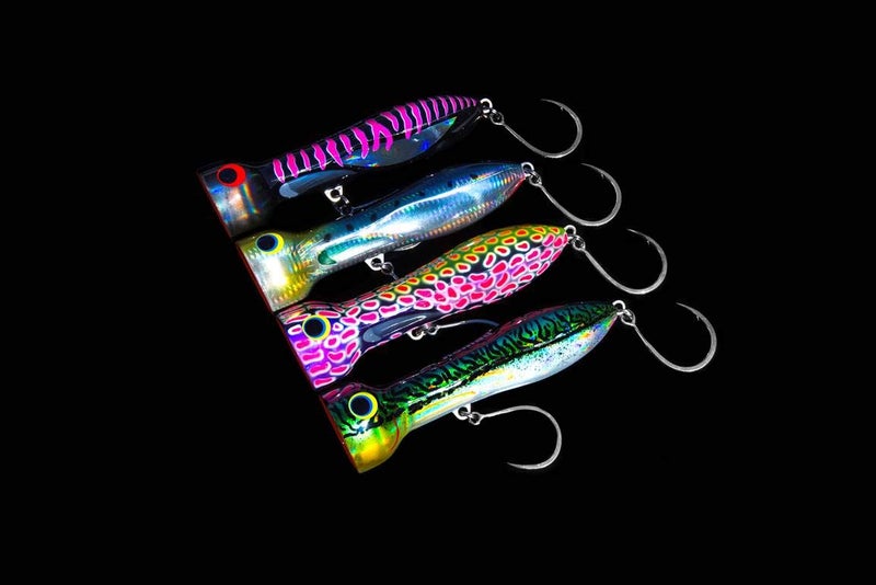 Nomad Design Chug Norris Popper - Offshore Saltwater Fishing Lure with Hydrodynamic Design, 3.75"" Floating, BKK 4X Trebles Hook, 3/4oz - Silver Green Mackerel - Image 4